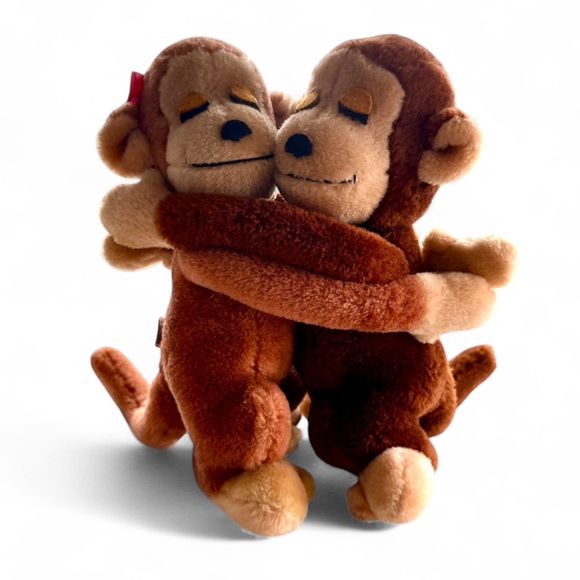 Dakin Vintage Hugging Monkeys 11" Plushie Animal 1975 excellent condition - Picture 1 of 10